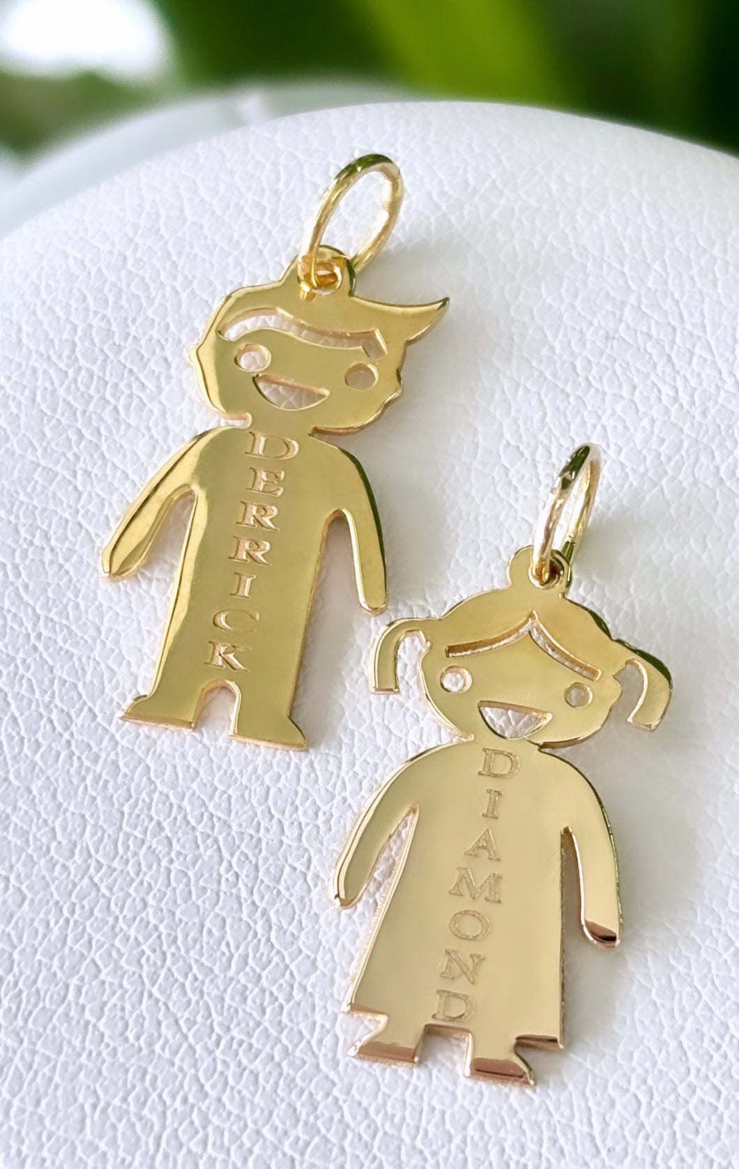 14kt Gold Custom Girl/Boy Pendant with Engraving