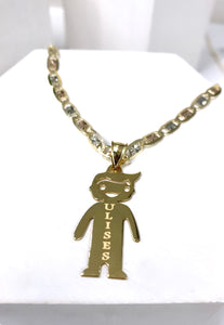 14kt Gold Custom Large Kid Pendant with Engraving