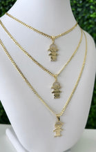 Load image into Gallery viewer, 14kt Gold Girl/Boy Pendant with 14kt Gold Cuban Chain
