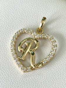 14kt Gold Heart Initial Pendant