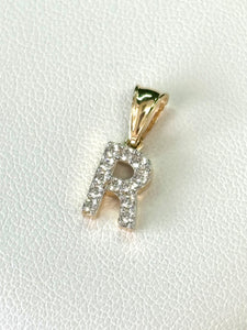 14kt Gold Small Initial CZ Pendant