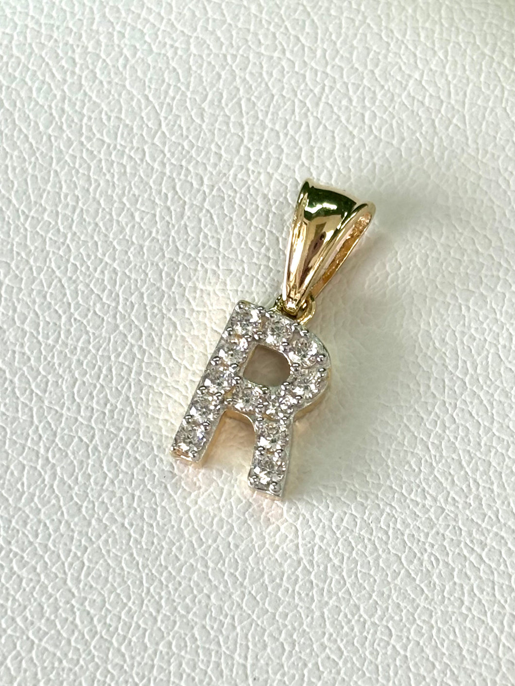 14kt Gold Small Initial CZ Pendant