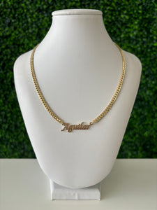 14kt Custom Nameplate with 14kt 3.9 mm Miami Cuban Chain