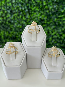 14kt Gold Initial Crown Rings- ALL LETTERS AVAILABLE!