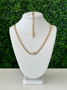 14kt Gold Semi-Solid Monaco Ladies Chain and Bracelet Set