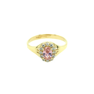 14k Gold Pink Cubic Zirconia Ring