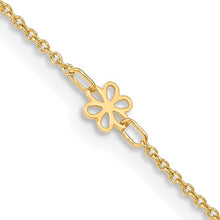 Load image into Gallery viewer, 14K Polished Flowers 10in Plus 1in ext. Anklet
