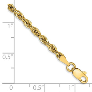 14k Semi-Solid Diamond-Cut Rope Anklet