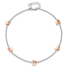Load image into Gallery viewer, 14k White and Rose Gold Polished Butterfly with 1in ext. Anklet
