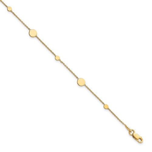 14k Polished Disc with 1in ext. Anklet