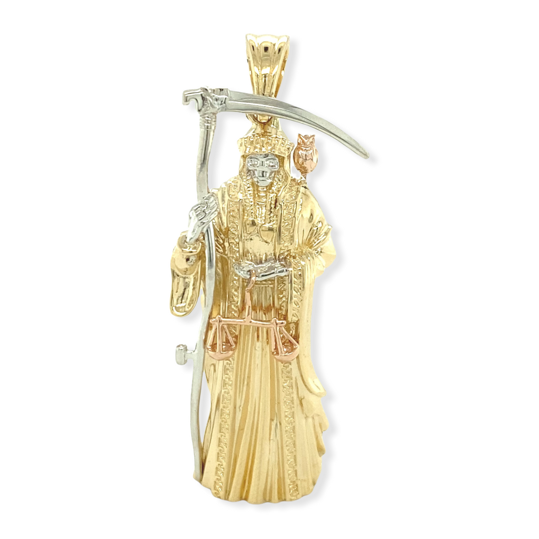 14k Gold 3D Full Body Santa Muerte Pendant