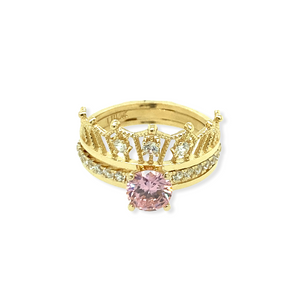 14k Gold Pink Crown Ring