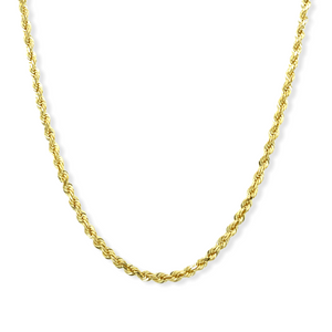 14k Solid Gold Rope Chain, 2.6 mm, 24"