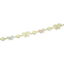Load image into Gallery viewer, 14k Gold Tri-Color Butterfly Anklet

