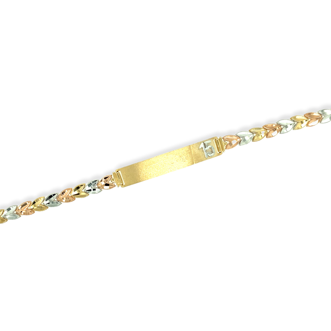 14k Gold Tri-Color 15 Años Bracelet