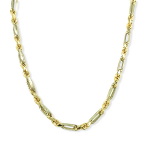 14k Gold Two-tone Figaro Rope Chain, 4.3 mm, 22"