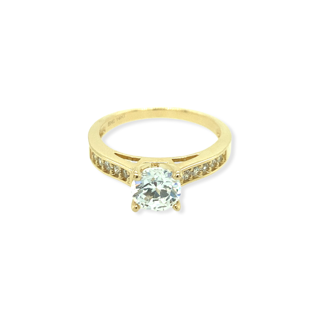 14k Gold Cubic Zirconia Engagement Ring
