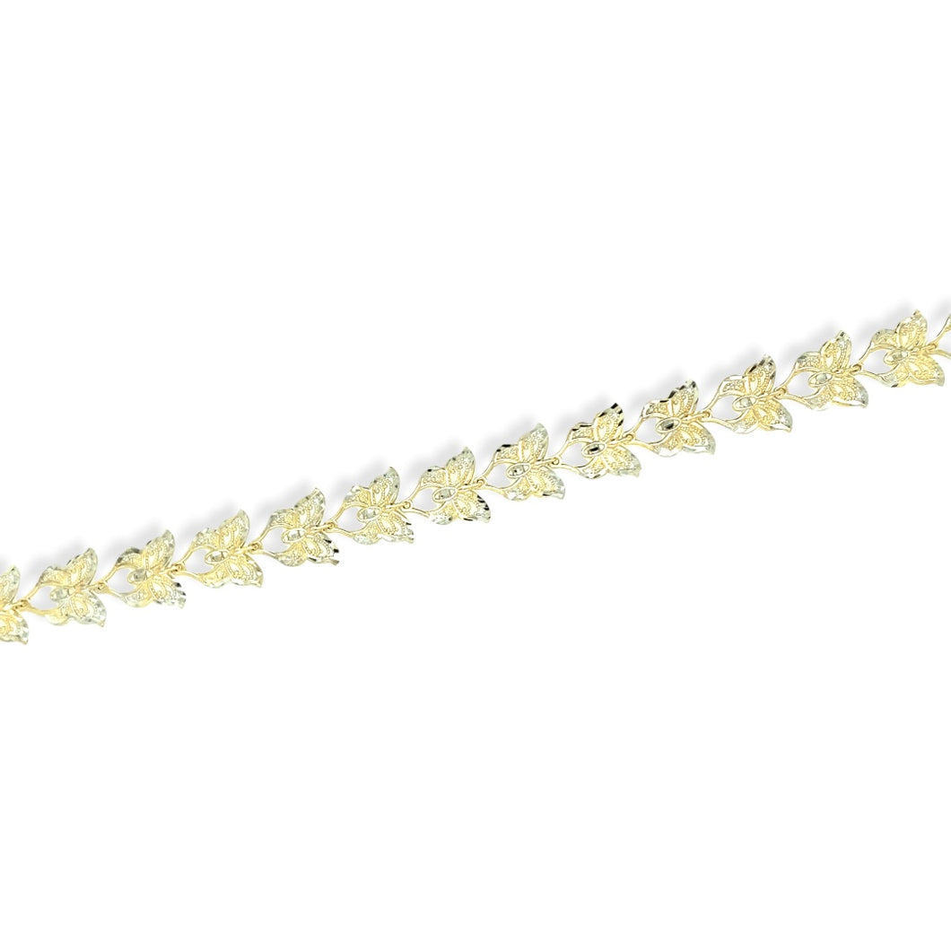 14k Gold Two-tone Butterfly Bracelet