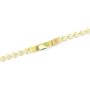 14k Gold Heart ID Bracelet