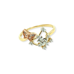 14k Gold 15 Años Butterfly Ring