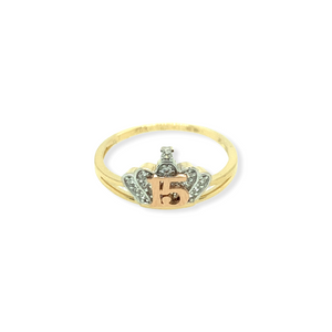 14k Gold 15 Años Crown Ring