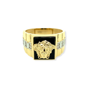 14k Gold Versace Onyx Men's Ring