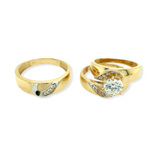 Load image into Gallery viewer, 14k Gold Heart Wedding Trio Set
