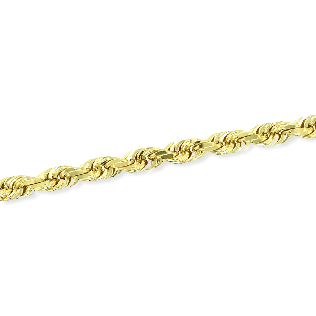14k Gold Rope Bracelet, 8 mm