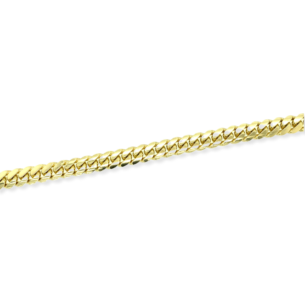 14k Solid Gold Miami Cuban Bracelet, 7 mm