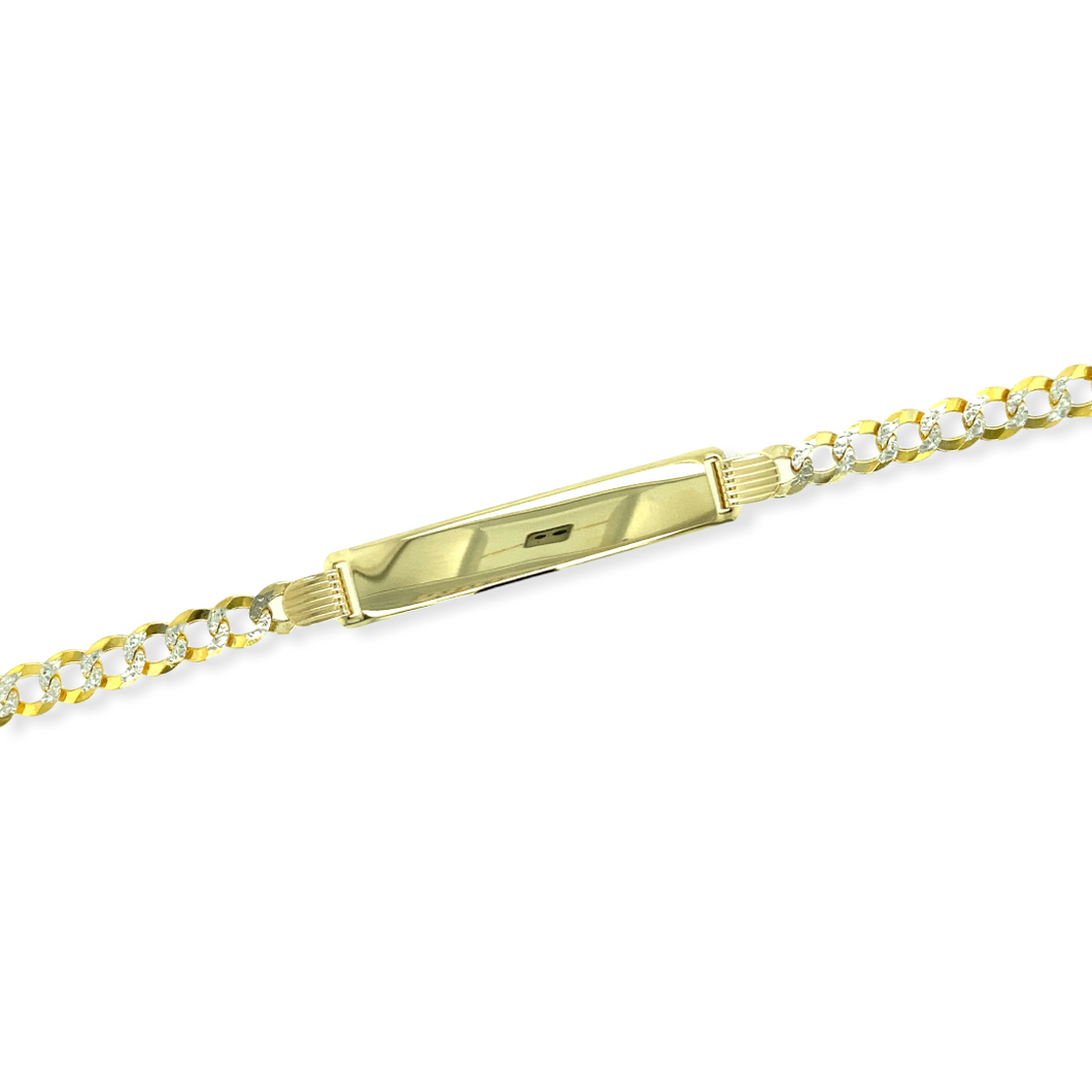 14k Gold Cuban Diamond Cut ID Bracelet