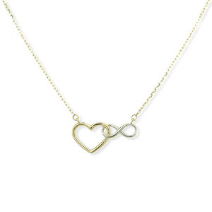 14k Gold Two-tone Heart and Infinity Necklace