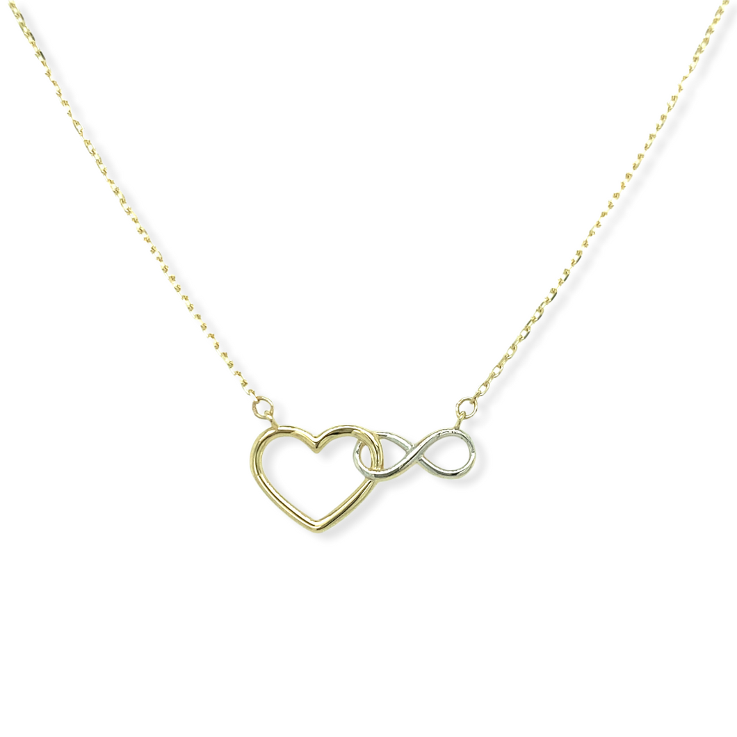 14k Gold Two-tone Heart and Infinity Necklace