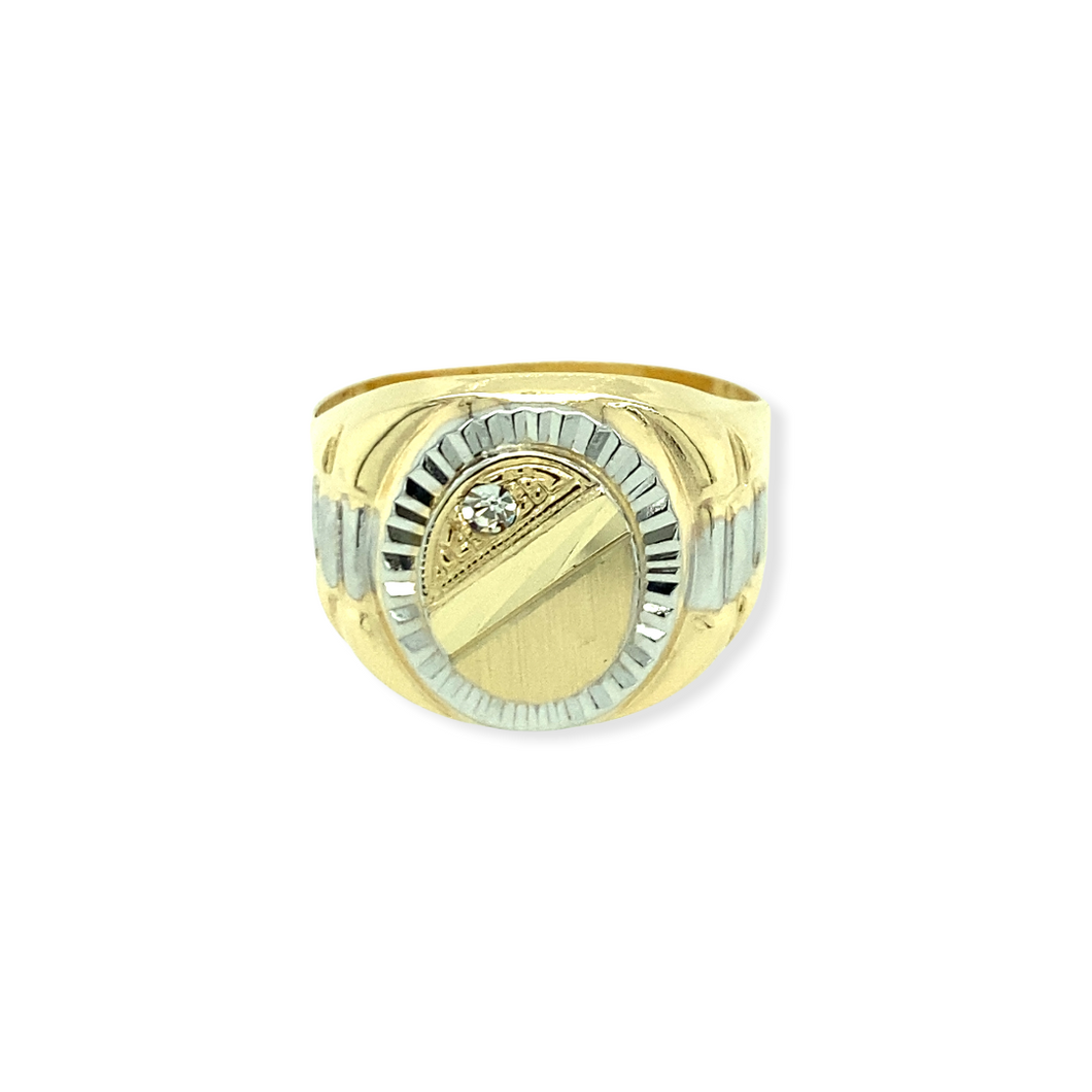 14k Gold Two-tone Signet Men's Ring