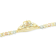 Load image into Gallery viewer, 14k Gold Tri-Color 15 Años Crown Bracelet
