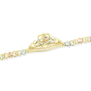 14k Gold Tri-Color 15 Años Crown Bracelet