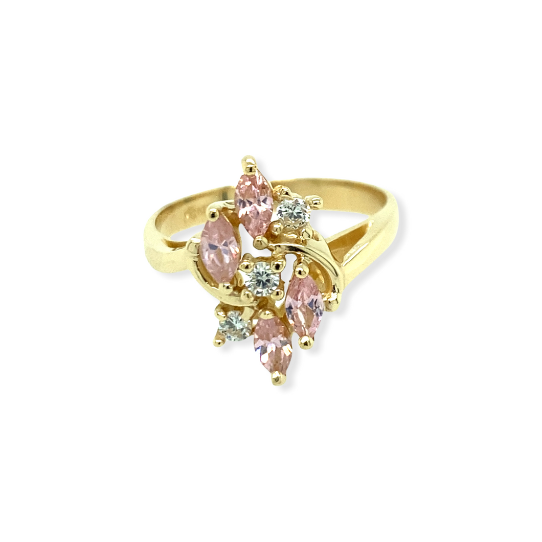 14k Gold Pink Marquise Cubic Zirconia Ring
