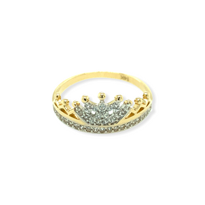 14k Gold Crown CZ Ring