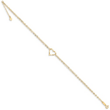 Load image into Gallery viewer, 14k Double Strand Heart 9in Plus 1in Ext Anklet
