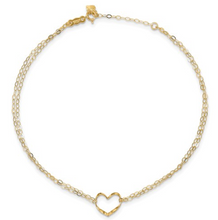 Load image into Gallery viewer, 14k Double Strand Heart 9in Plus 1in Ext Anklet
