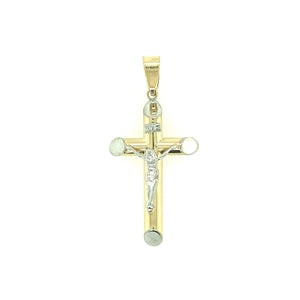 14k Gold Two-tone Jesus Cross Pendant