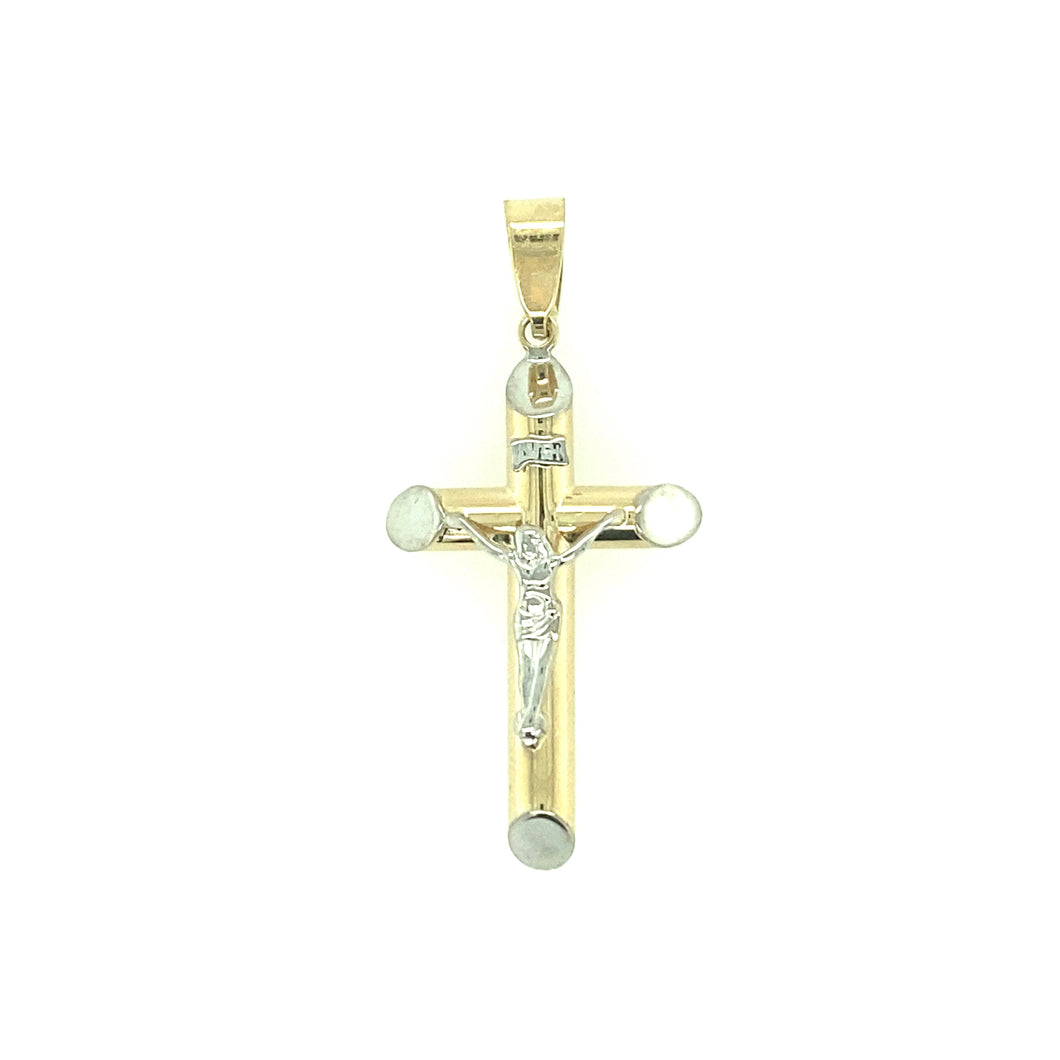 14k Gold Two-tone Jesus Cross Pendant