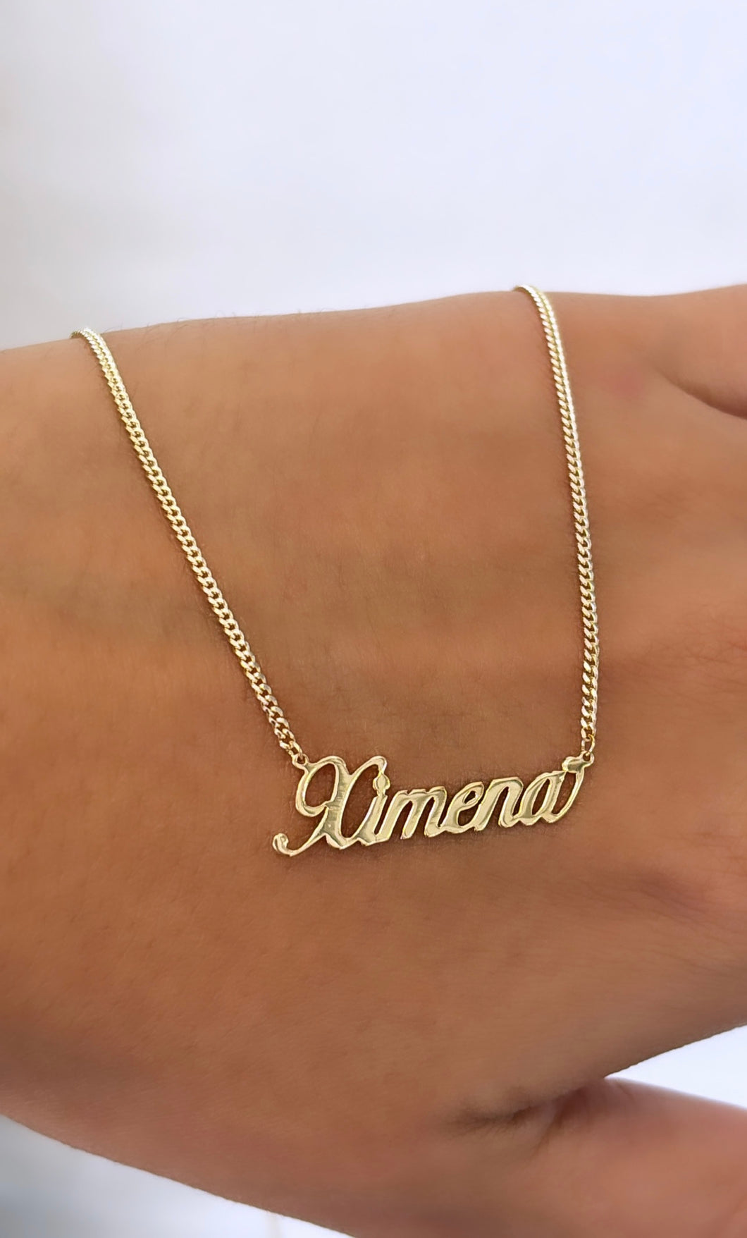 Custom 14kt Gold Script Nameplate Micro Miami Cuban
