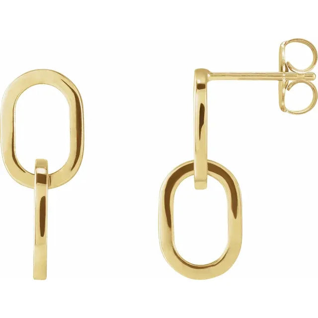 14K Yellow Gold Interlocking Oval Earrings