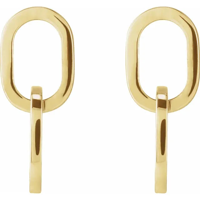 14K Yellow Gold Interlocking Oval Earrings