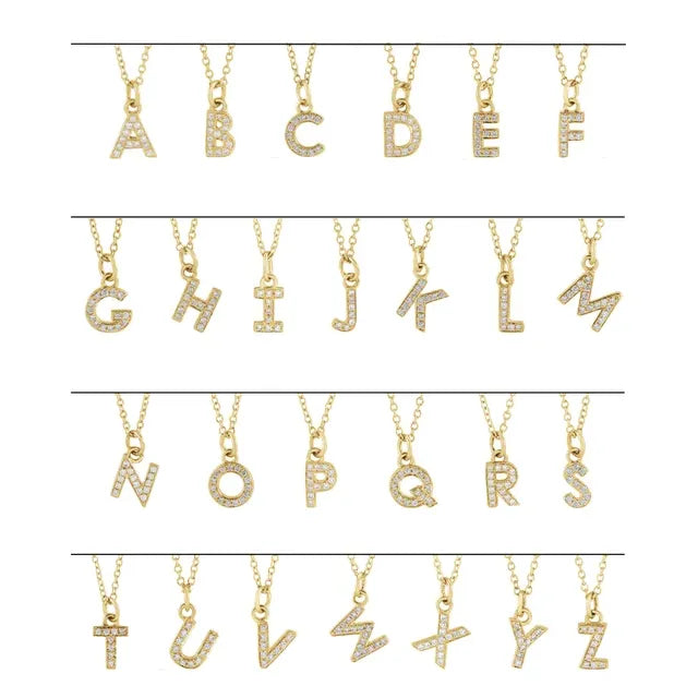 14K Yellow .05 CTW Natural Diamond Petite Initial Necklace