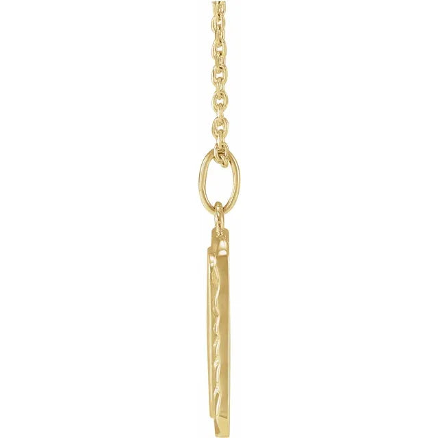 14K Yellow Gold Engravable Sunburst 16-18" Necklace