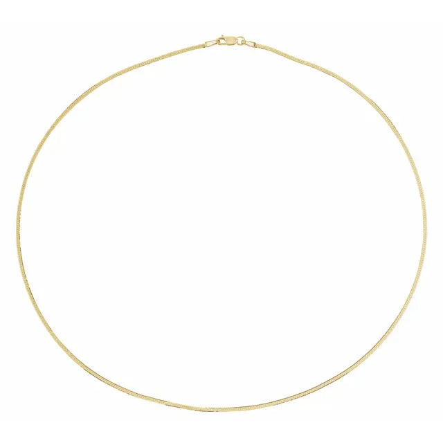 14K Yellow Gold 1.6 mm Herringbone 16" inch Chain