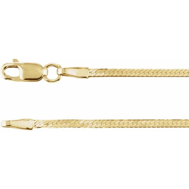 14K Yellow Gold 1.6 mm Herringbone 16" inch Chain