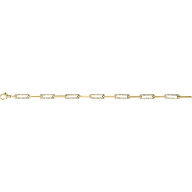 14K Yellow Gold 1 CTW Lab-Grown Diamond Link 7" Bracelet
