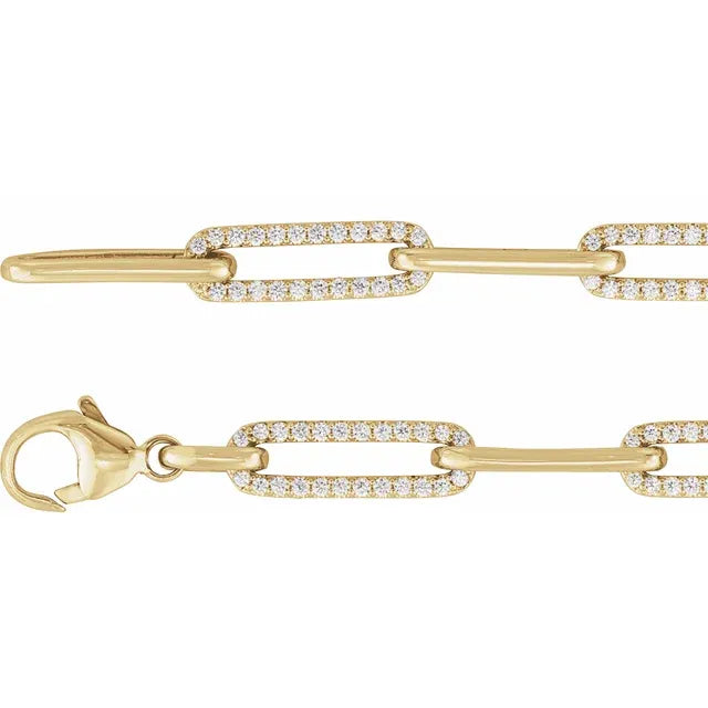 14K Yellow Gold 1 CTW Lab-Grown Diamond Link 7" Bracelet